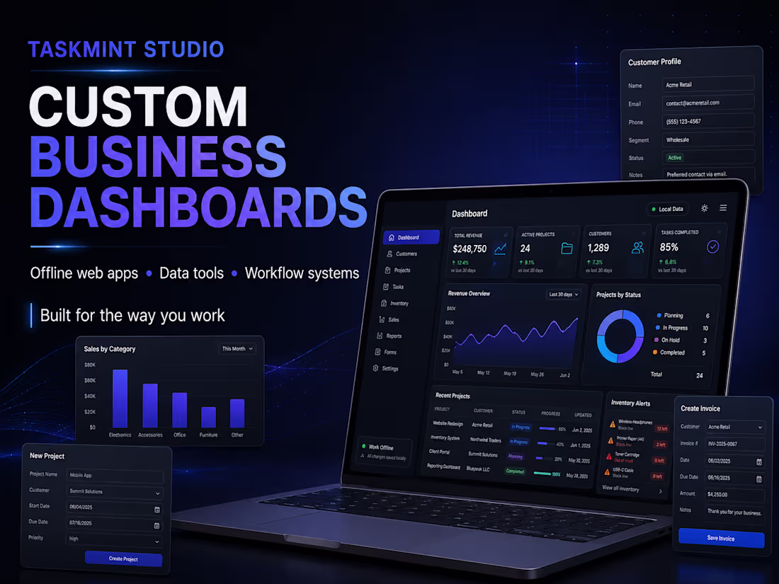 Cover image for Custom Business Dashboard or Offline Web App