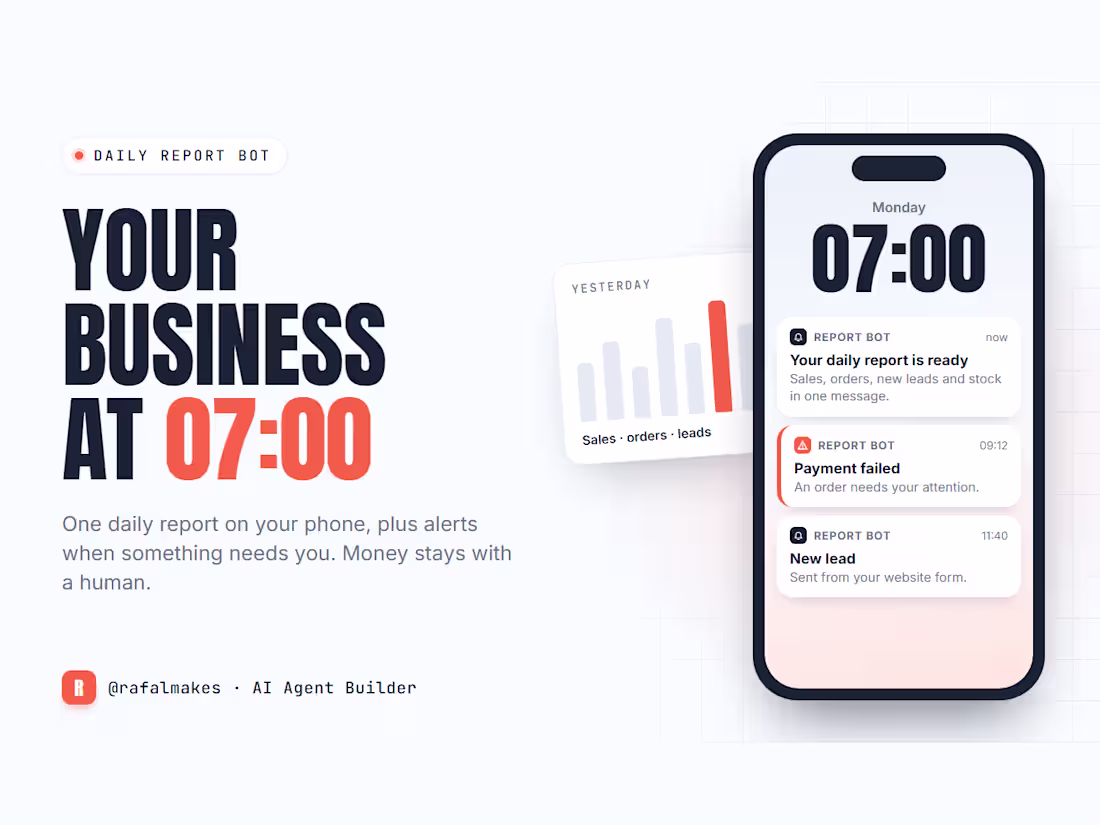 Cover image for Daily business report and alerts bot for Telegram or Slack