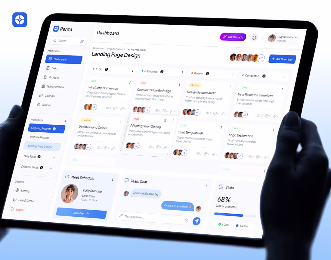 Cover image for Renza | Task Management Dashboard | UI/UX Case Study