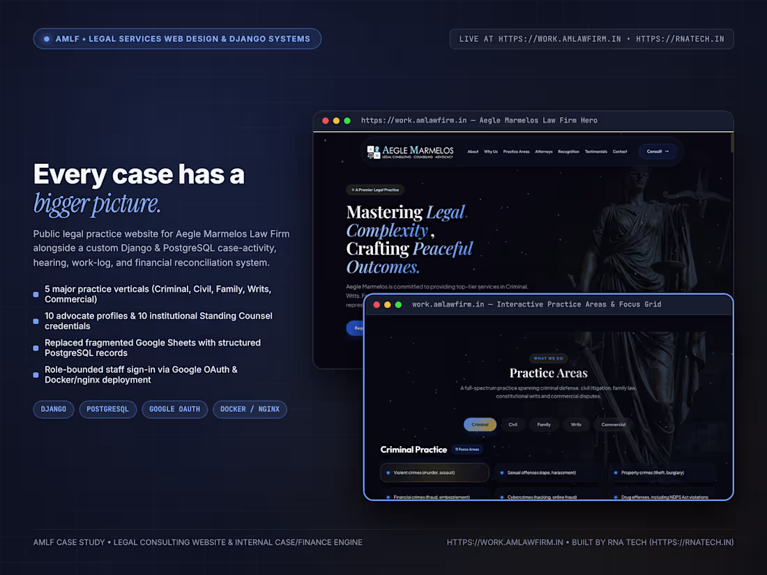 Cover image for AMLF — Legal Services Website Design & Django Development