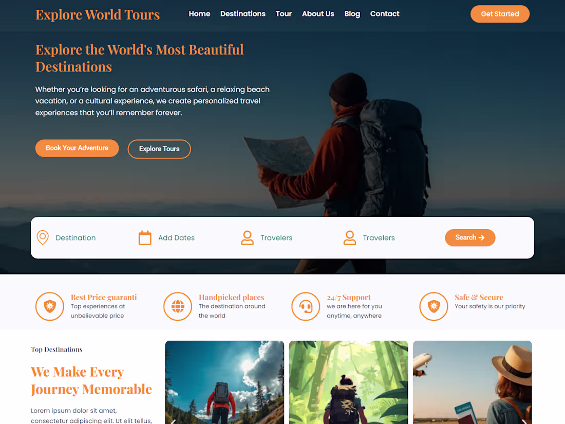 Cover image for Explore World Tours is a