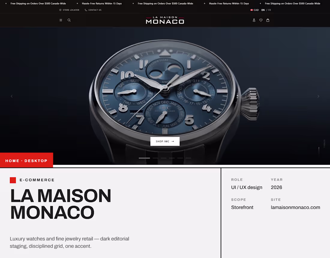 Cover image for La Maison Monaco E-Commerce Design Project