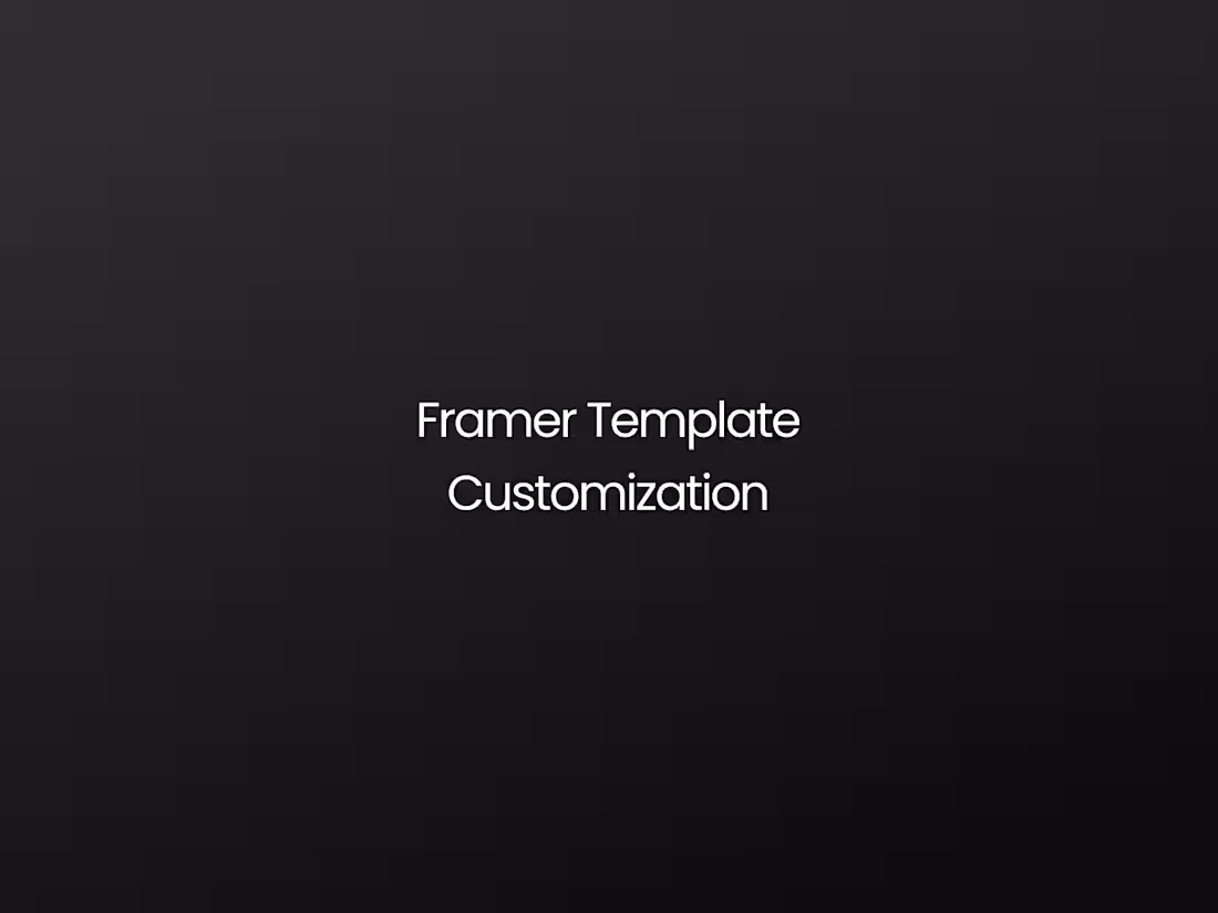 Cover image for Framer Template Customization