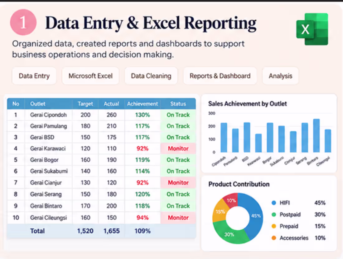 Cover image for Data Entry & Excel Reporting