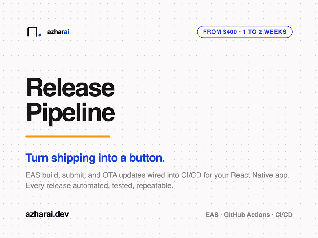 Cover image for React Native Release Pipeline, EAS + CI/CD Setup