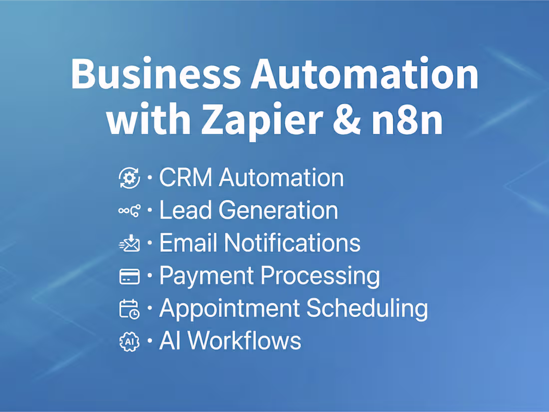 Cover image for Business Automation with n8n & Zapier