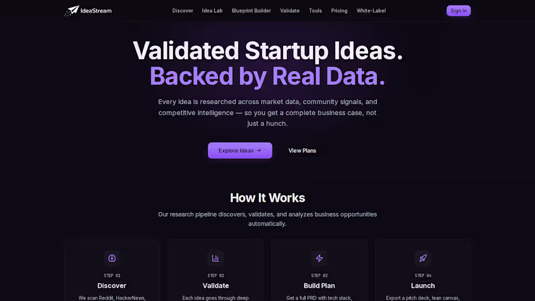 Cover image for IdeaStream
A startup idea discovery and