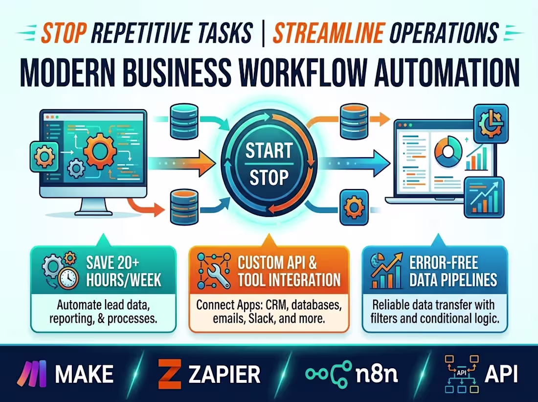 Cover image for Automate Your Business workflow using n8n, Make or Zapier