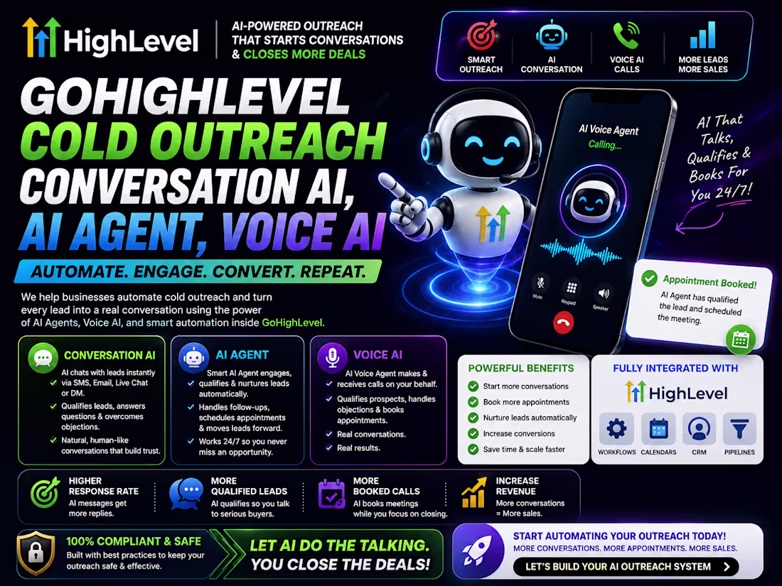 Cover image for Gohighlevel Cold Outreach Conversation Ai, Ai Agent, Voice Ai