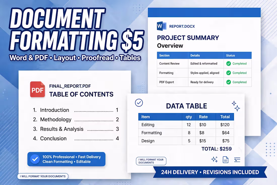Cover image for Word & PDF Document Formatting