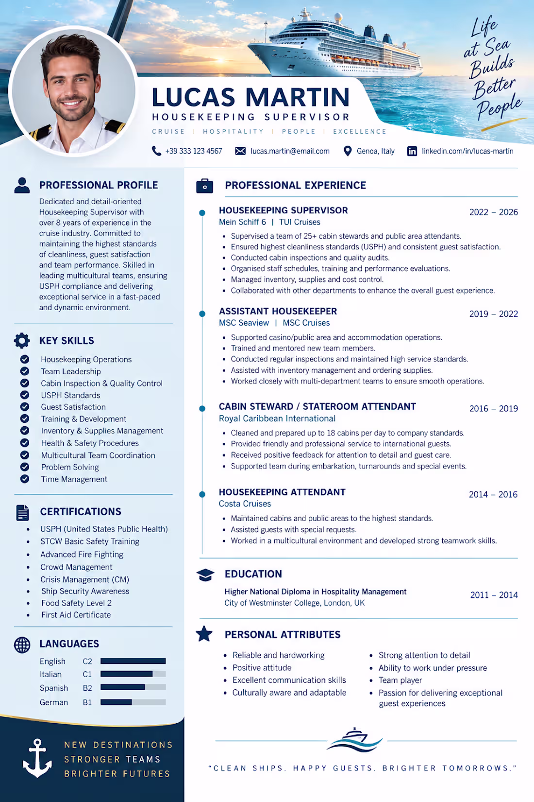 Cover image for Cruise & Maritime CV — Professional Resume