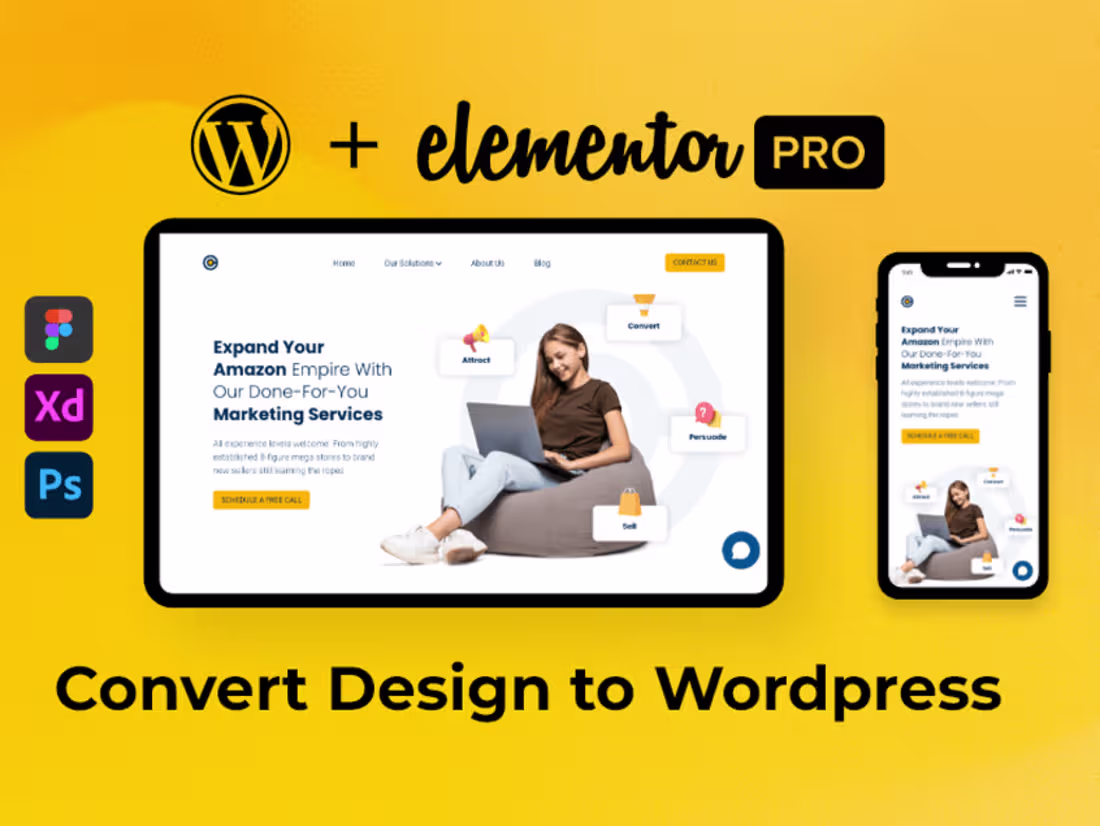Cover image for I will convert figma, xd or PSD to wordpress with elementor pro