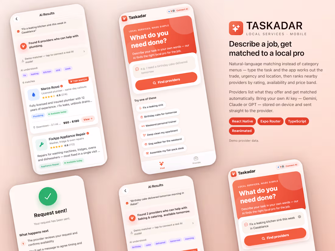 Cover image for Taskadar — AI-powered local-services marketplace
The