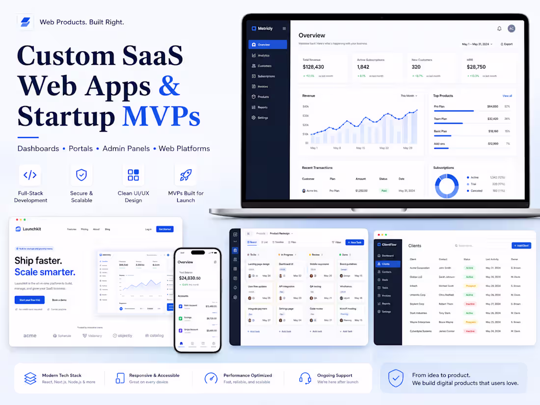 Cover image for I Will Build a Custom SaaS Web App or Startup MVP