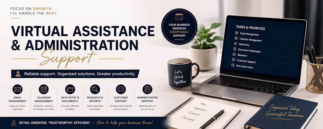 Cover image for Virtual Assistance & Administration Support