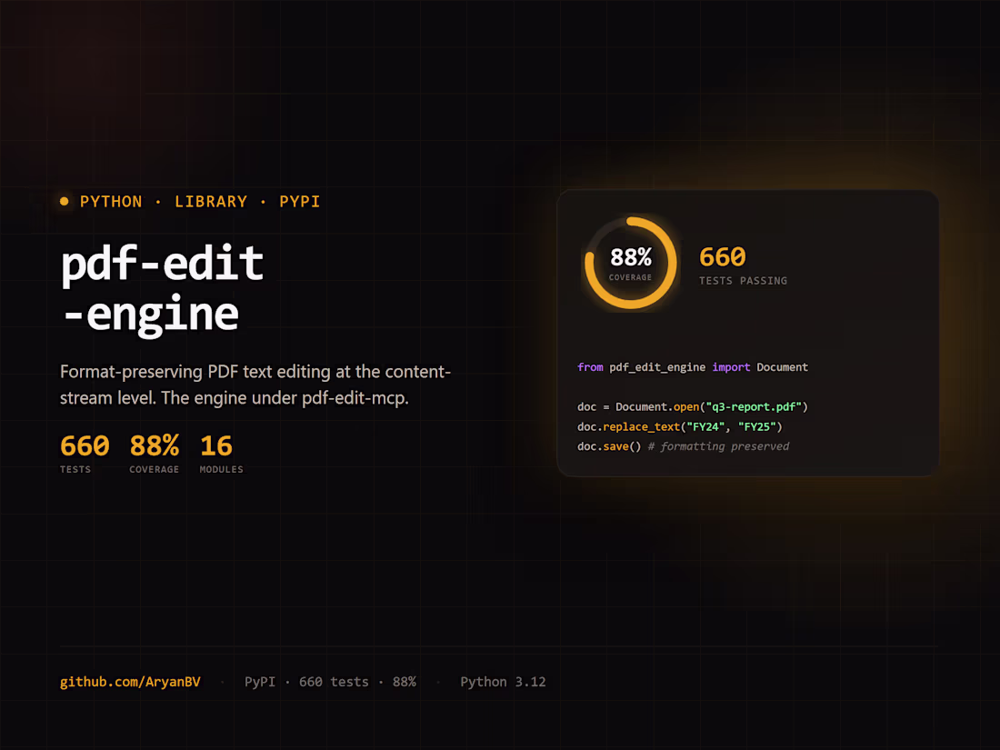 Cover image for Shipped pdf-edit-engine. Python library for