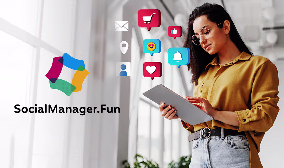 Cover image for Social ManagerFun Logo-Visiting card-stationary & Website Design