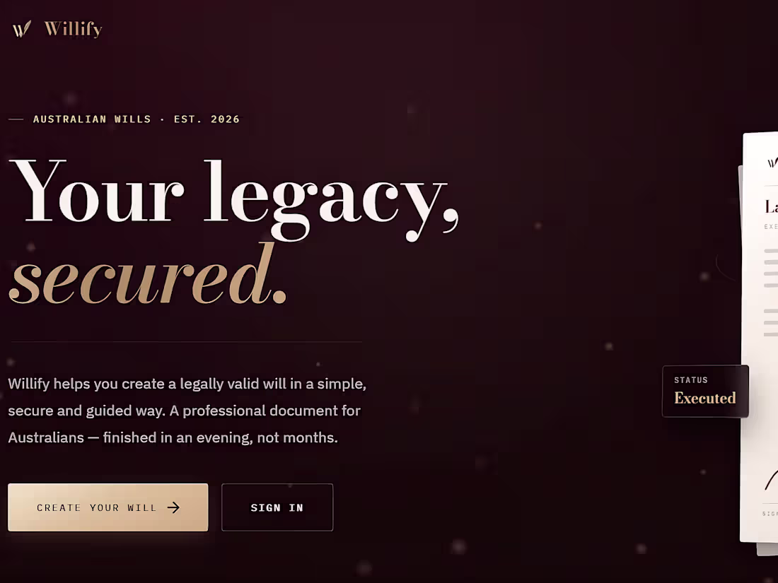 Cover image for Willify — Your legacy, secured