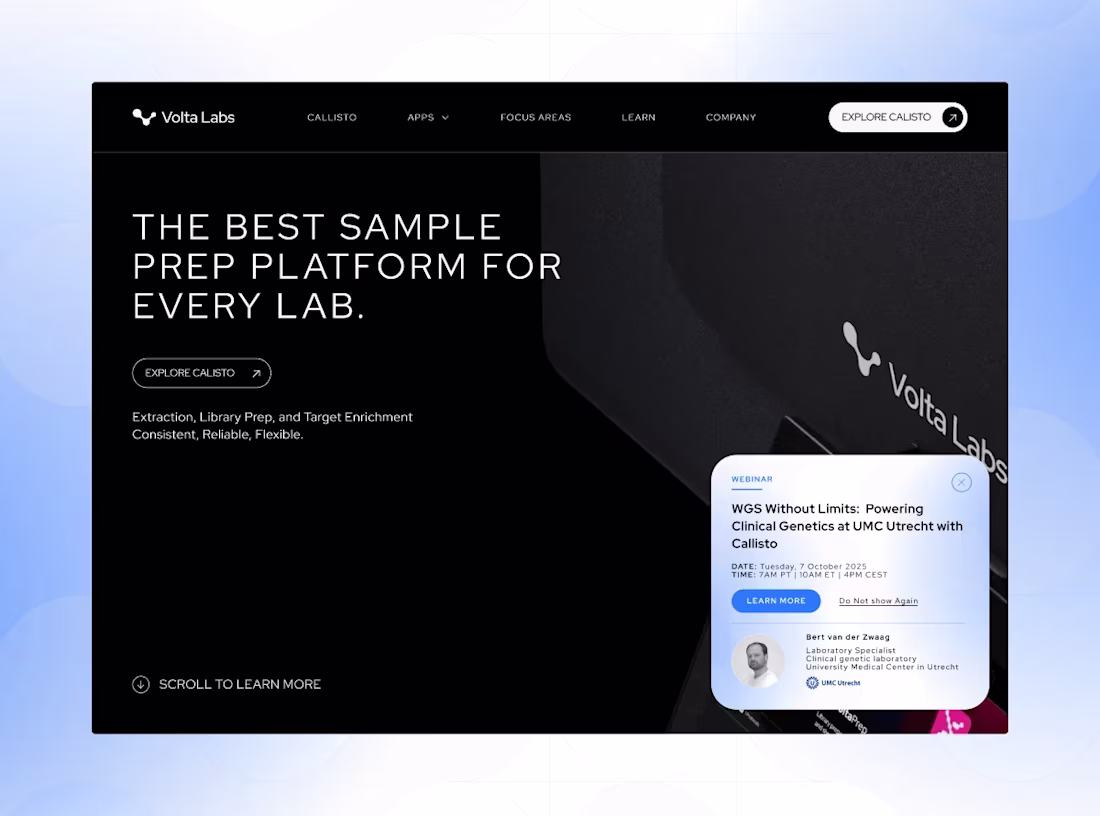 Cover image for Volta Labs - Webflow site built to science behind it.