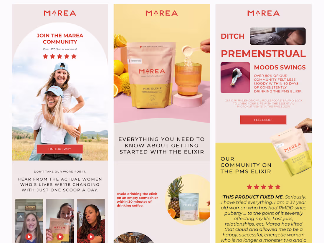 Cover image for Email Marketing Design — Marea Wellness (PMS Elixir)