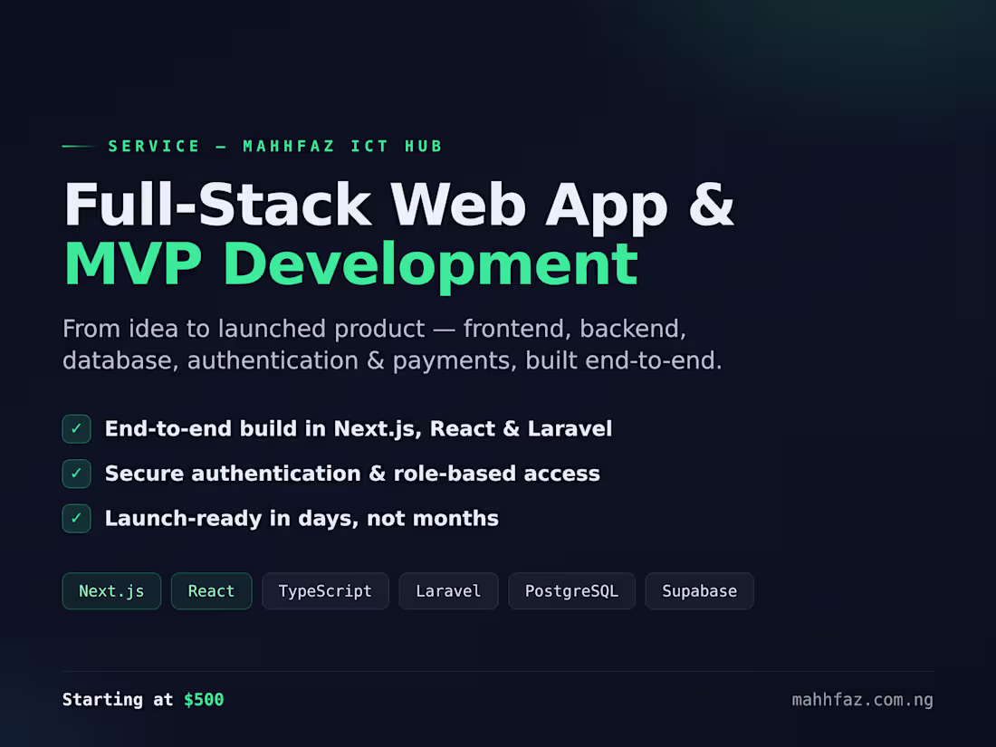 Cover image for Full-Stack Web App & MVP Development