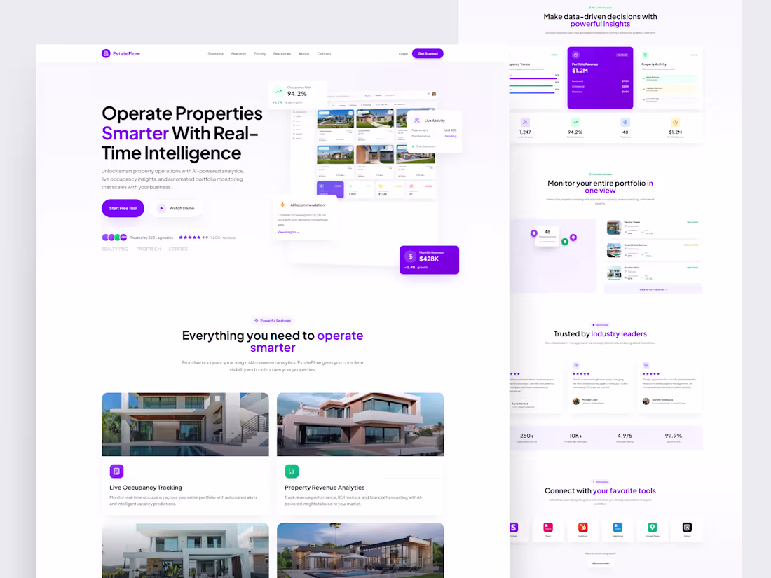 Cover image for EstateFlow Real Estate SaaS Landing Page Design