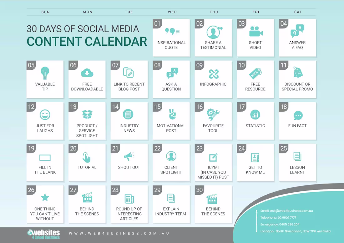 Cover image for 30-Day Social Media Content Calendar