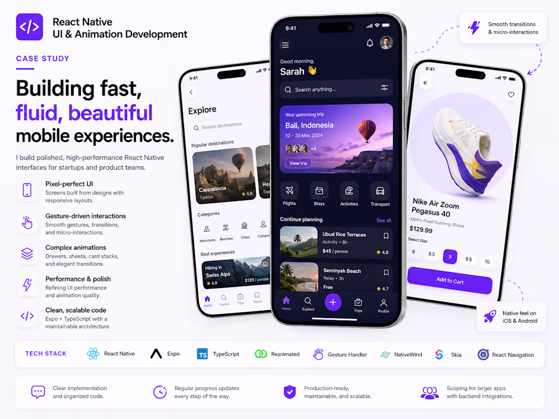 Cover image for React Native Mobile UI & Animation Development