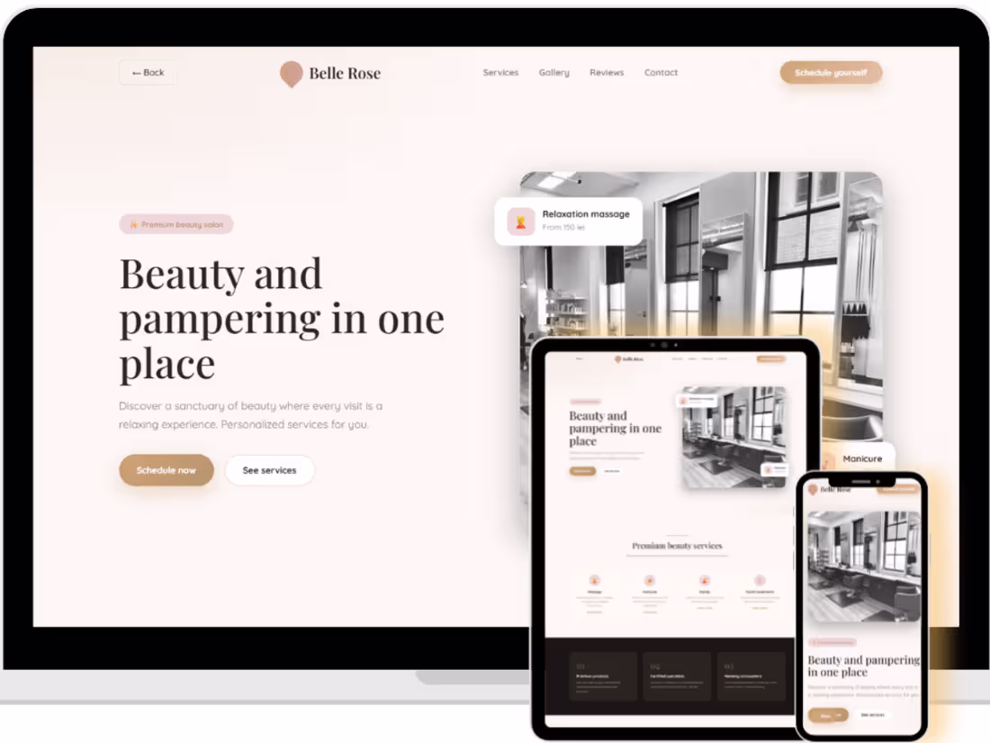 Cover image for Beauty Salon – Booking via WhatsApp, 95+ PageSpeed