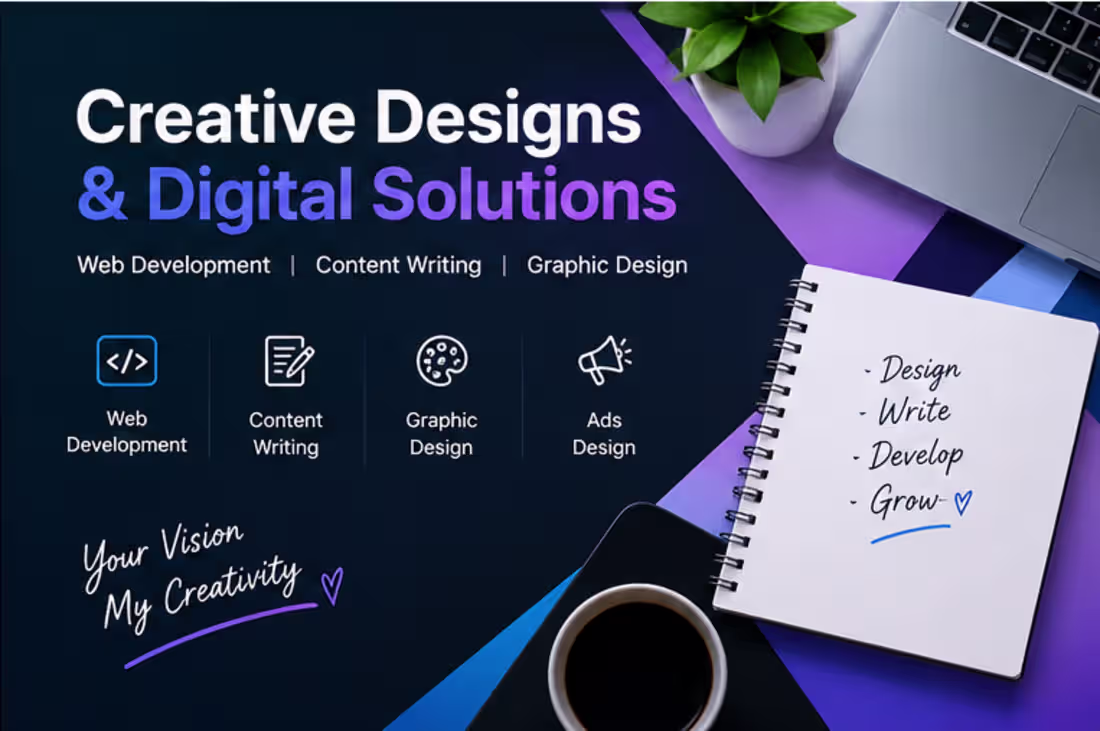 Cover image for Content writing Web Development Graphics Design