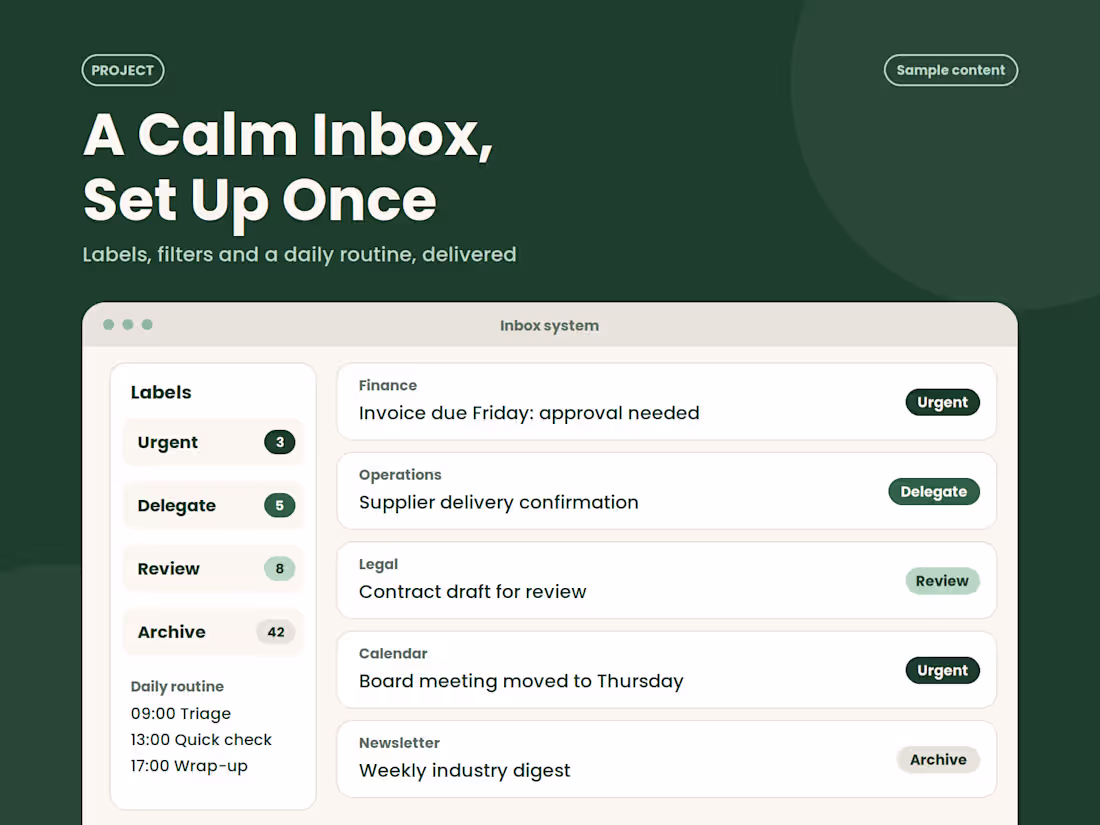 Cover image for  Inbox Cleanup and Management System Setup