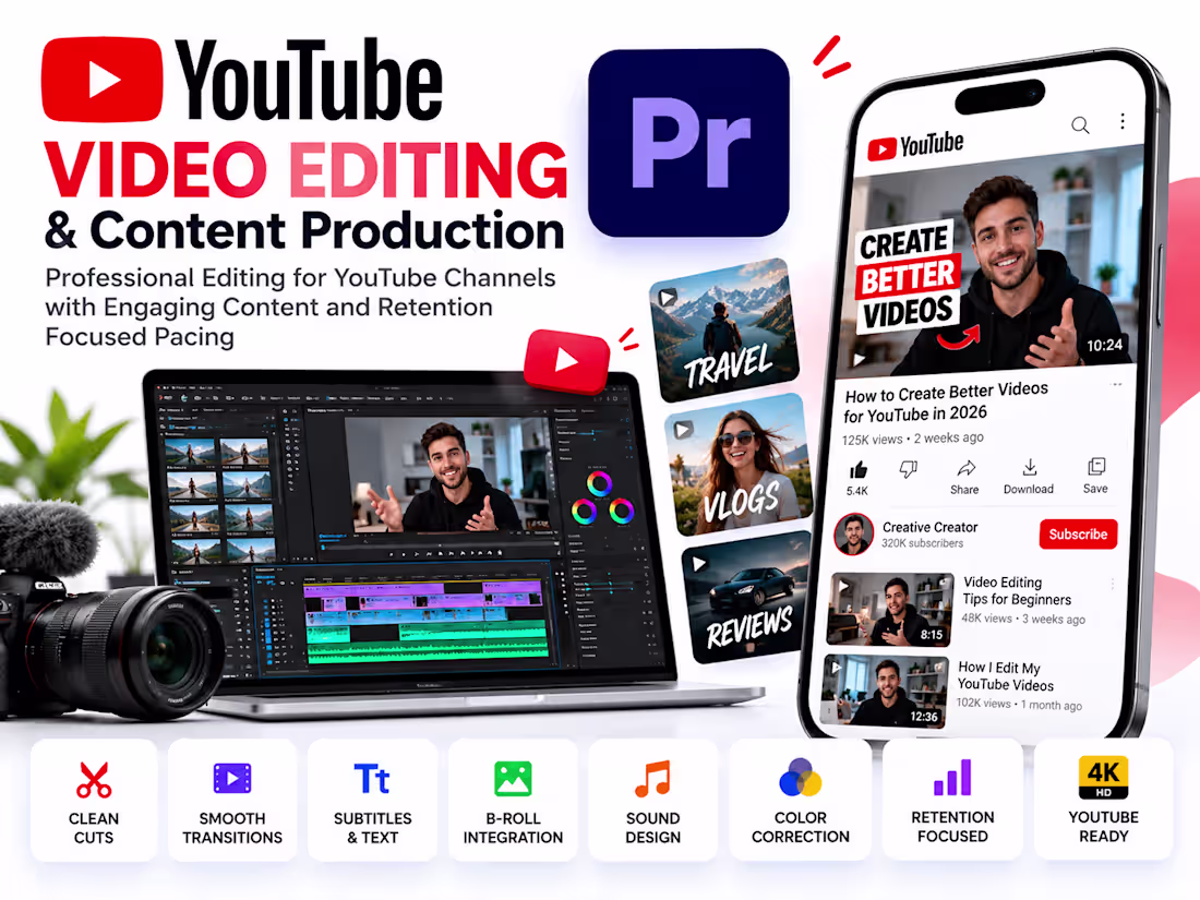 Cover image for Professional YouTube Video Editing & Content Production
