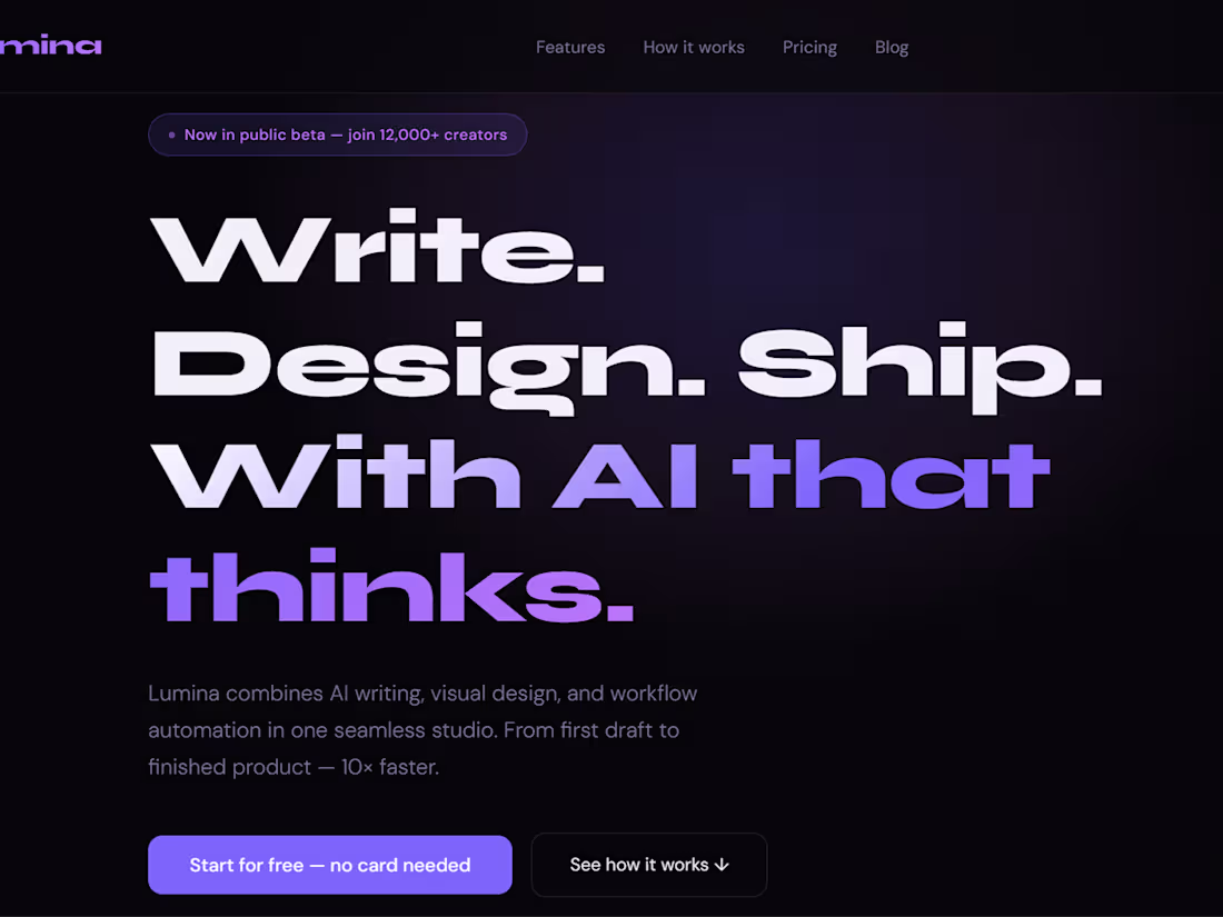 Cover image for Lumina is a landing page
