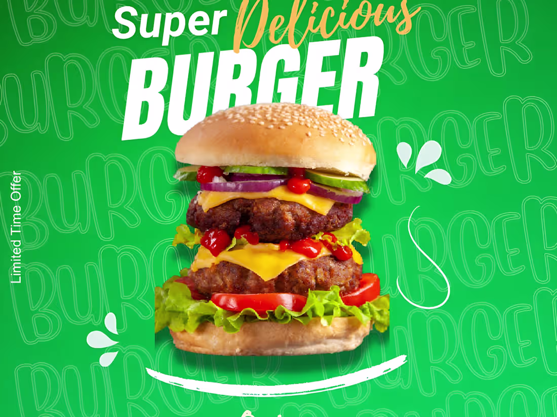 Cover image for Super Delicious Burger Poster Design Showcase