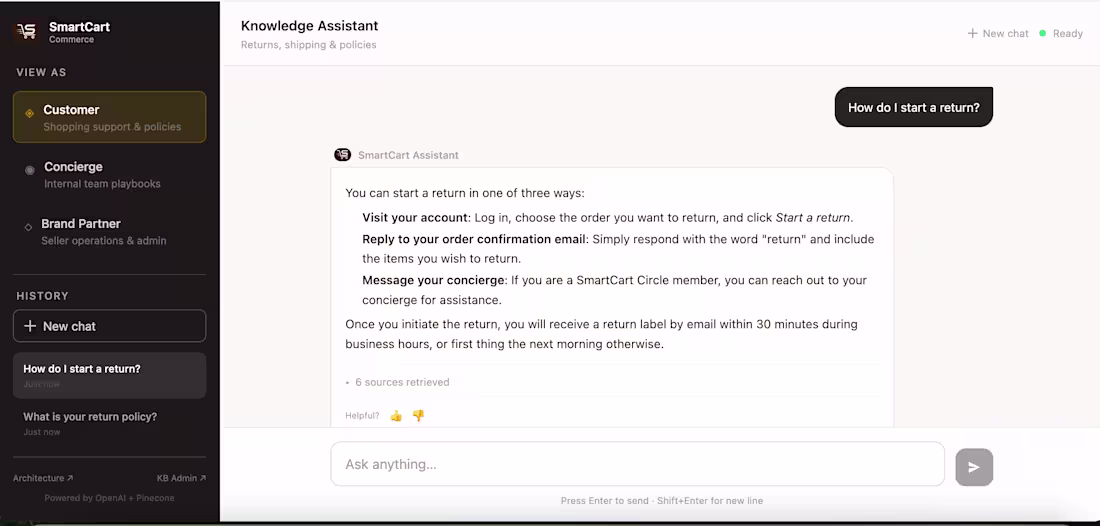 Cover image for SmartCart RAG : AI Support
