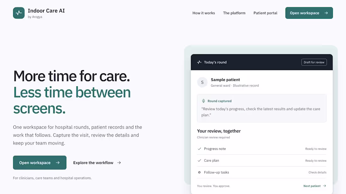 Cover image for Arogya | AI-Assisted Inpatient Care Platform