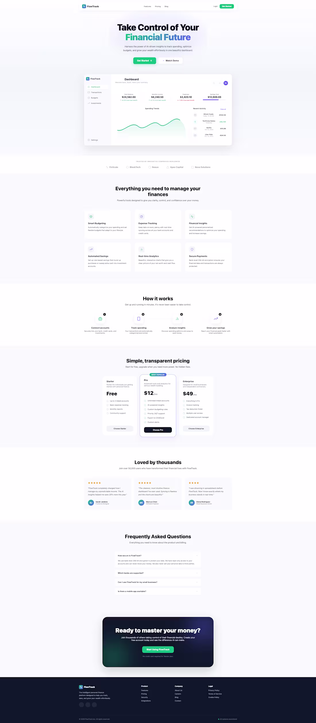 Cover image for FlowTrack is a modern fintech