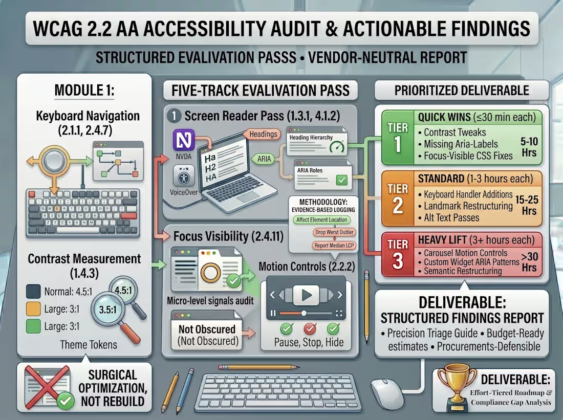 Cover image for WCAG 2.2 AA Accessibility Audit — Tiered Findings Report