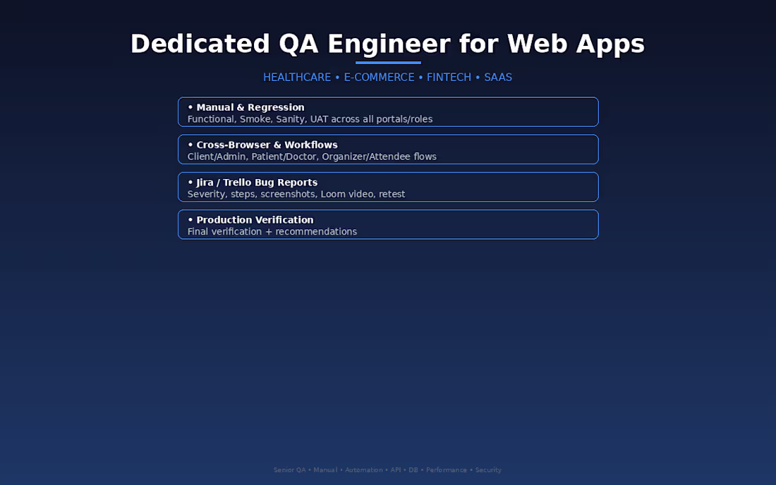 Cover image for  Main Service - For any Web App (Healthcare, SaaS, E-commerce)