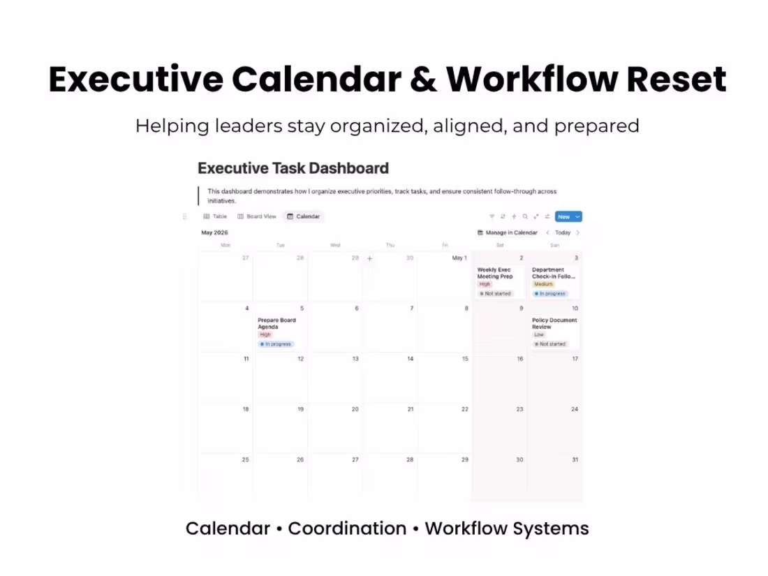 Cover image for Executive Calendar & Workflow Reset