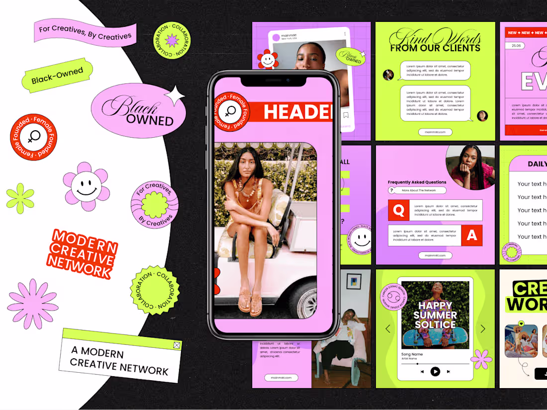 Cover image for Feminine Instagram Templates | Retro Stickers