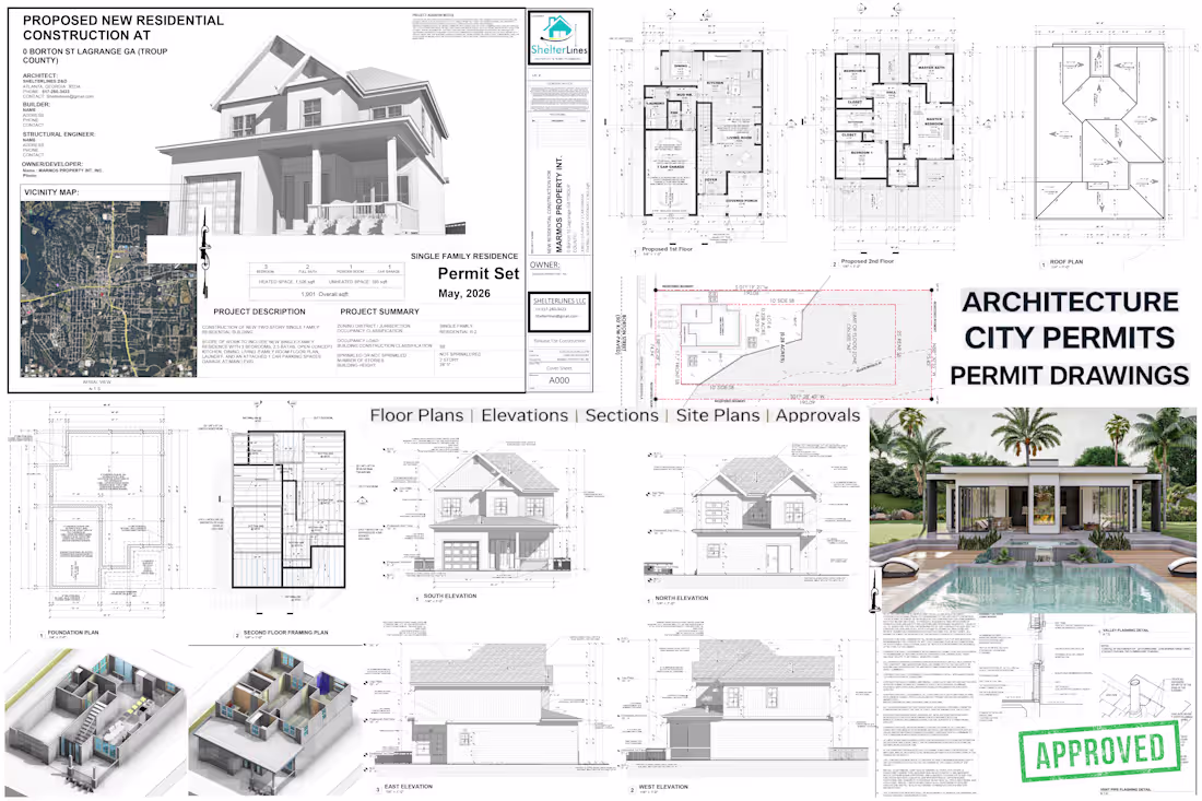 Cover image for Permit plans and drawings for custom homes and remodels in Revit