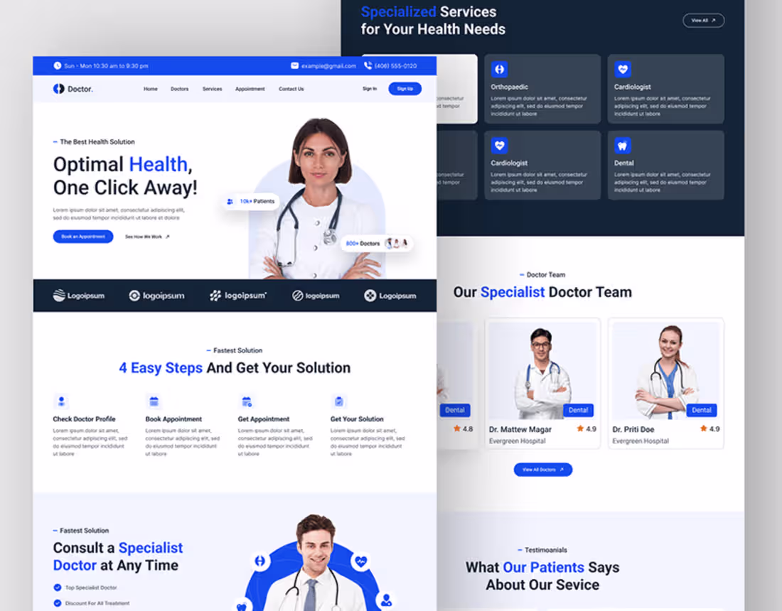 Cover image for Doctor Appointment Landing Page | Healthcare Website on Behance