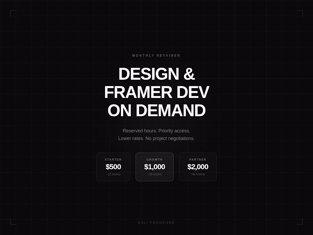 Cover image for Monthly Retainer — Framer Design, Development & CRO