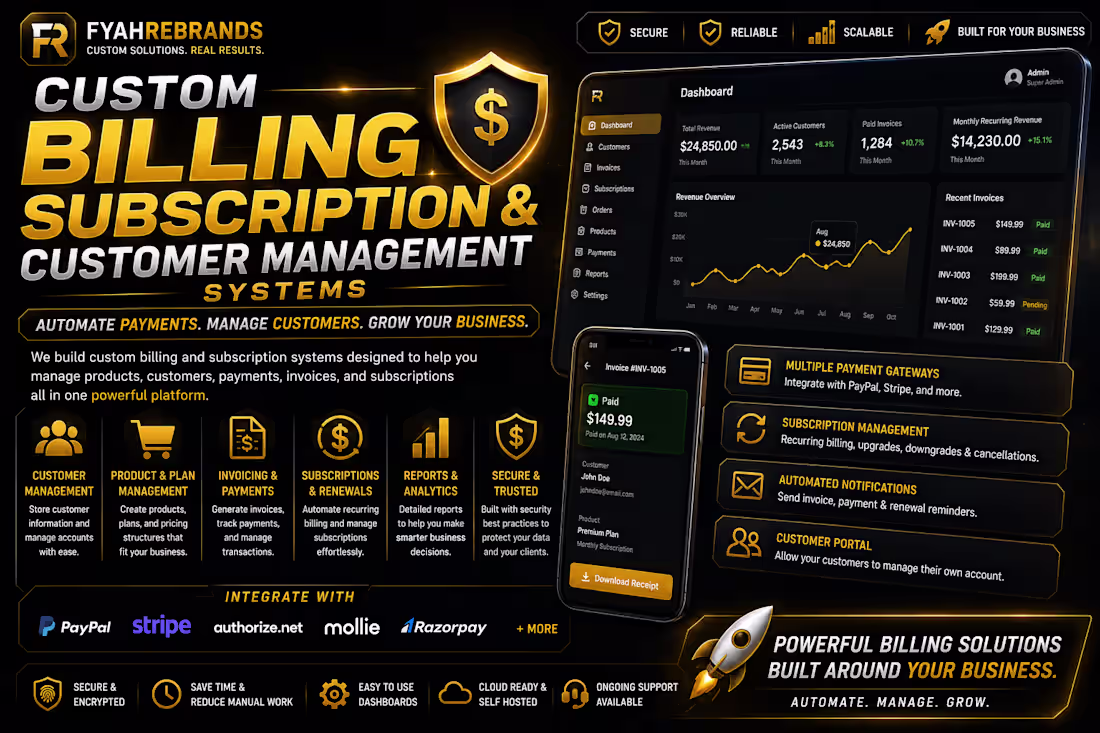 Cover image for Custom Billing, Subscription & Customer Manage