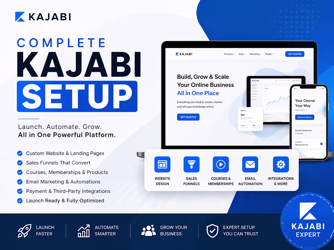 Cover image for Complete Kajabi Website, Funnel & Automation Setup