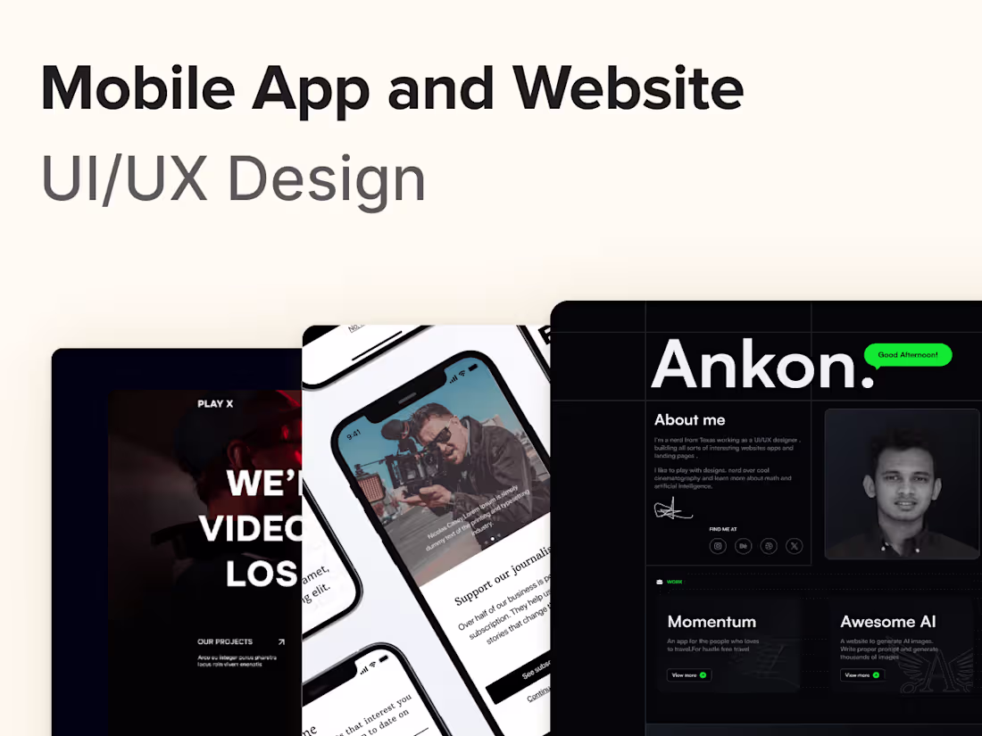 Cover image for UI/UX design, Redesign, Recreate for Website and Mobile App