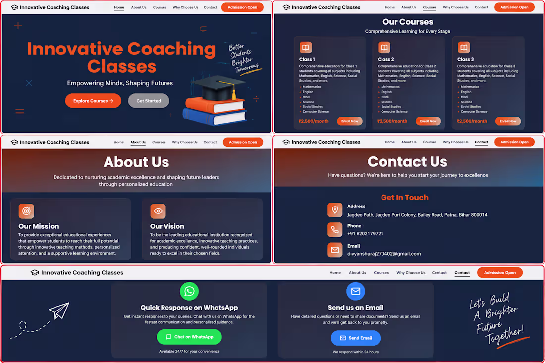 Cover image for A modern coaching institute website