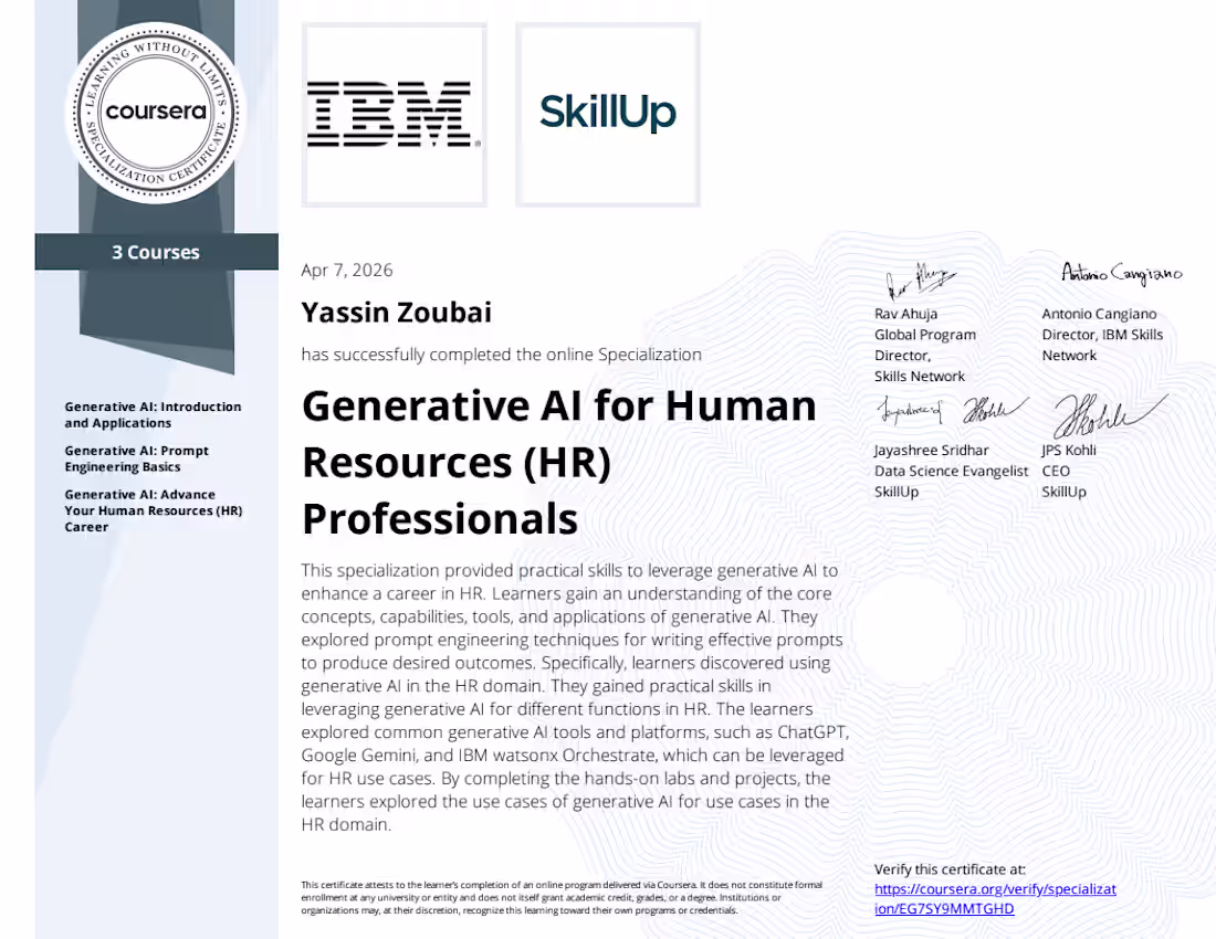 Cover image for IBM Certified: Generative AI for HR & Automation