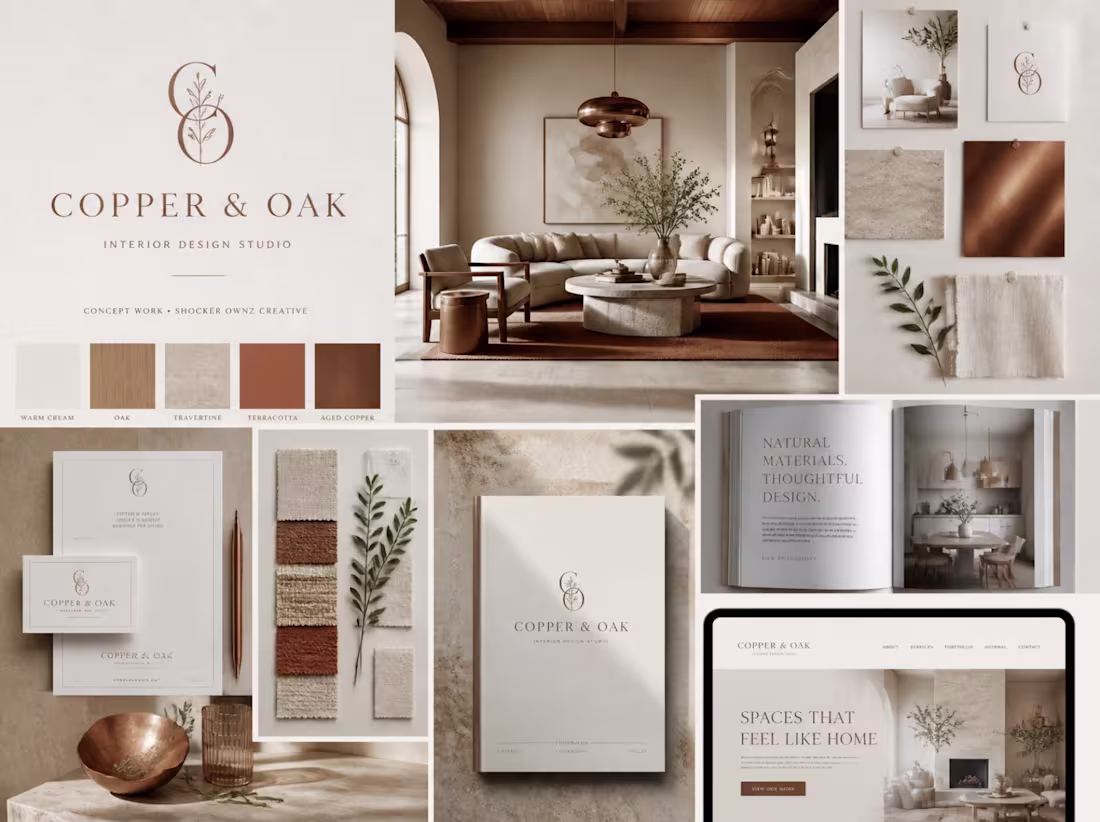 Cover image for Copper & Oak — Interior Studio Brand Direction